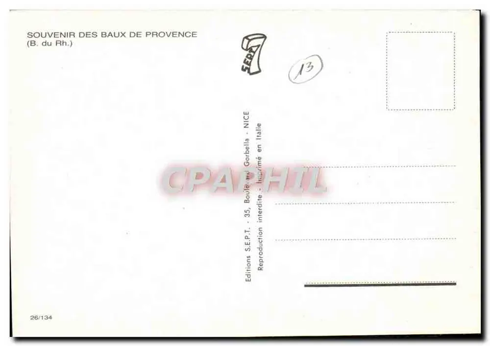 Les Baux — vista panorâmica e vestígios medievais — Edições S.E.P.T. - NICE - Verso