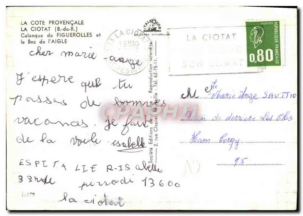 Calanque de Figuerolles und der Bec de l'Aigle — La Côte Provençale — Éditions Clapier - Rückseite