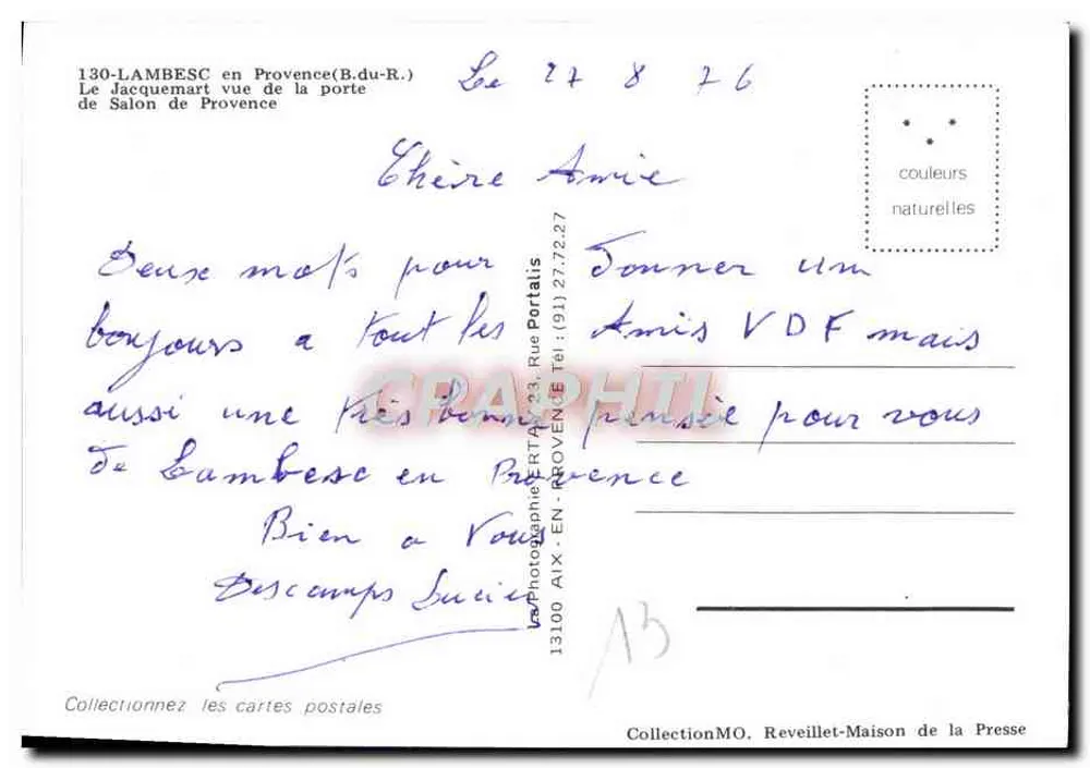 Lambesc in der Provence — Ansicht der Salon-Tür — Fotograf RTA - Aix-en-Provence - Rückseite