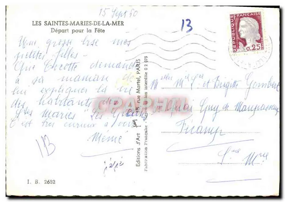 Cowboy und Reiter — Verlag: Editions d'Art Française, Nr. I.B. 2682 - Rückseite