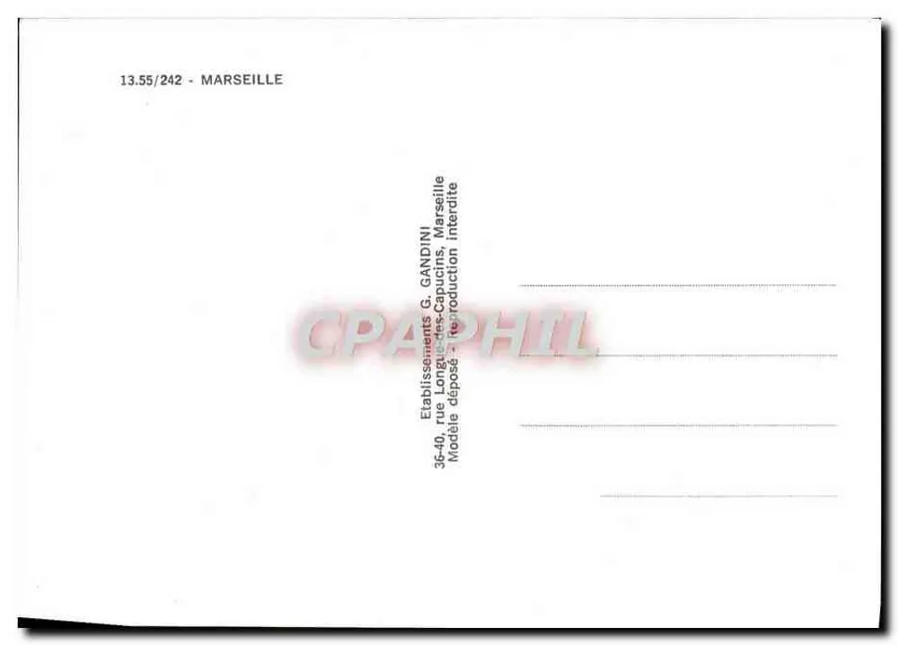 Panorama de Marselha — Editor G. Gandinini, n° 13.55/242 - Verso