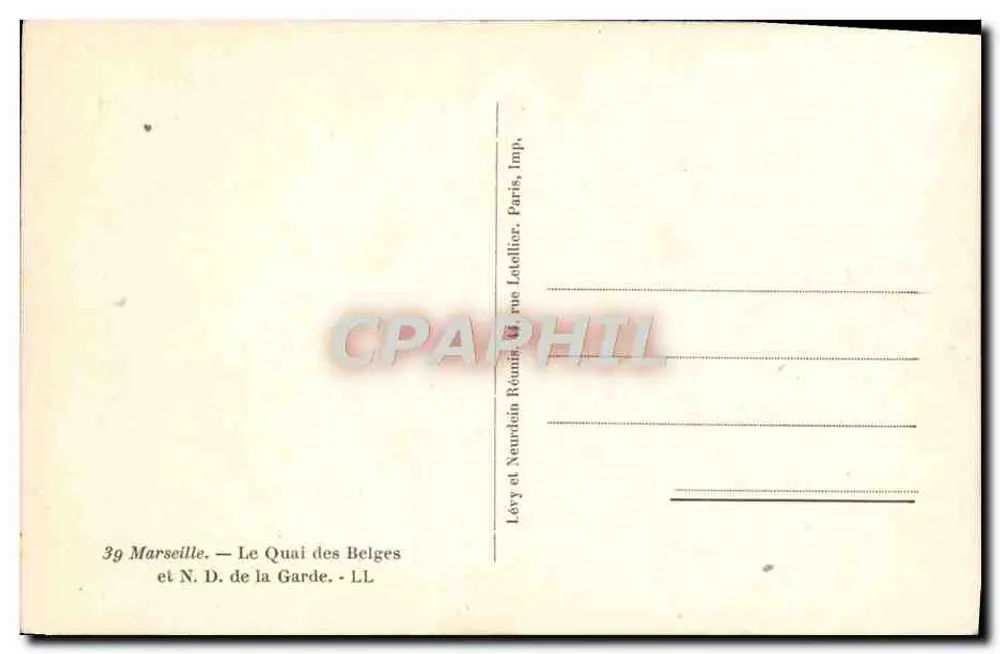 Marseille — Der Quai des Belges und N.D. de la Garde — Lévy et Neuntein Réunis, Imp. Letellier, Paris - Rückseite