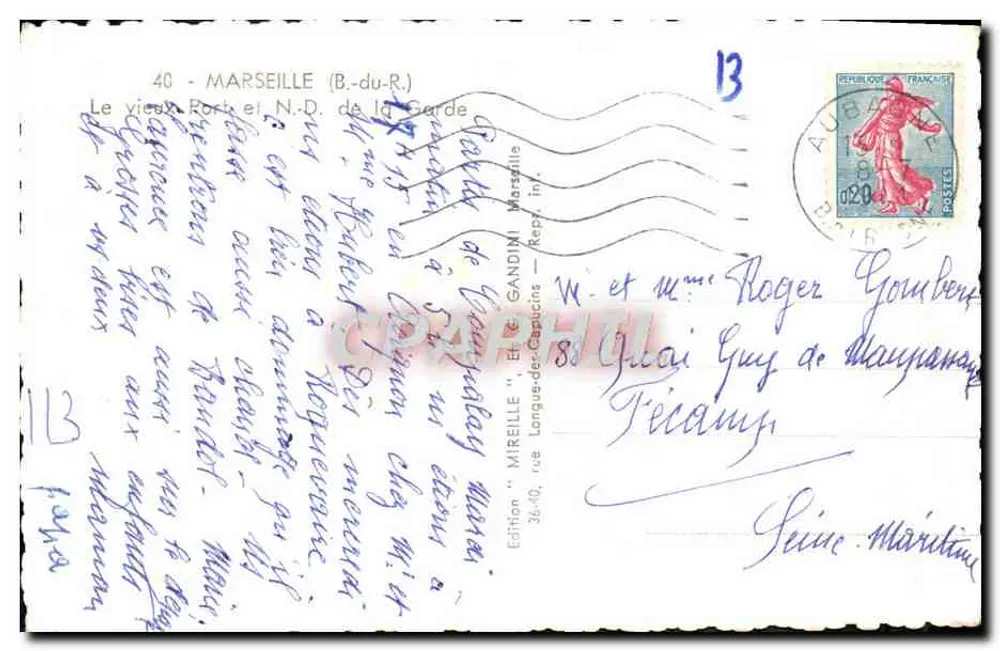 Ansicht des Alten Hafens von Marseille — Verlag Mireille, n°40 - Rückseite