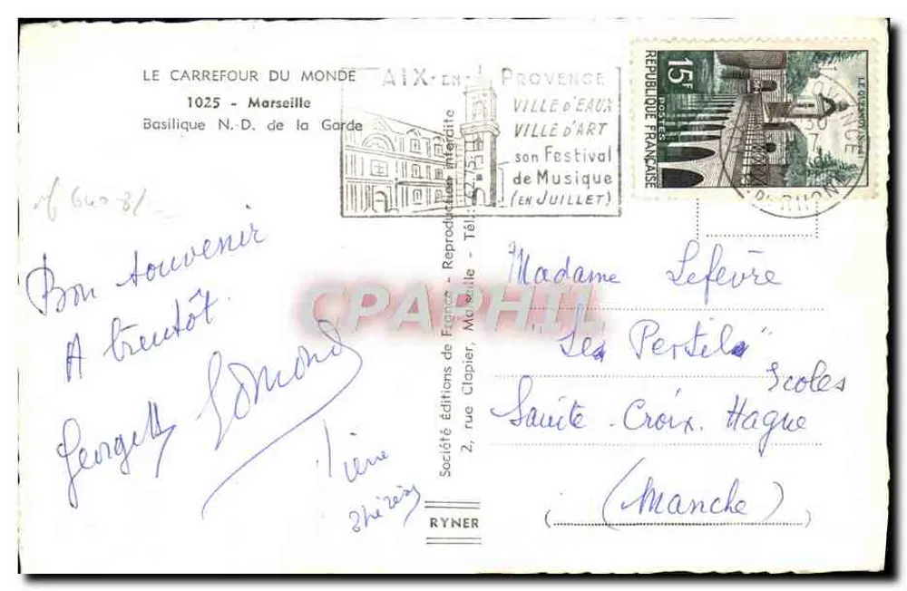 Basílica Nossa Senhora da Guarda — Marselha — Sociedade Edições de França - Verso