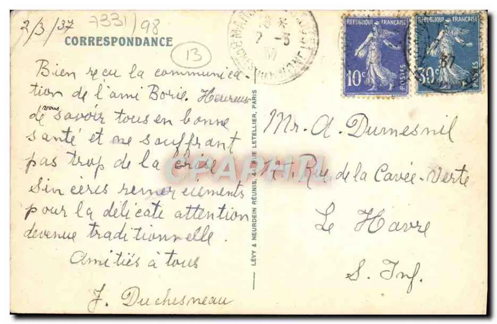 Marselha — A Corniche — O Profeta — LL — n°173 - Verso
