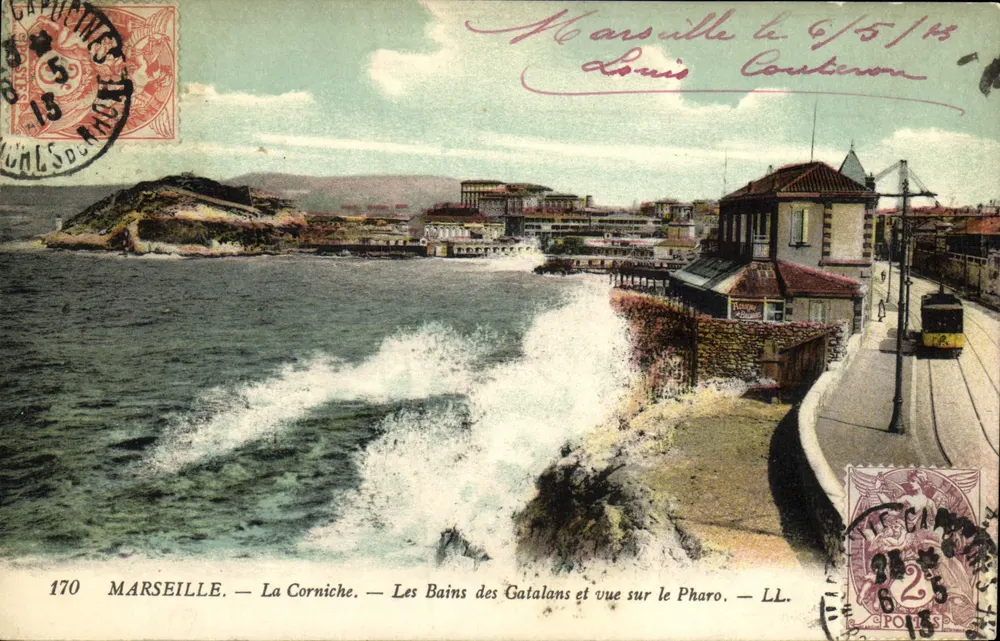 Marseille — La Corniche — Les Bains des Catalans und Blick auf den Pharo — LL. n°170 - Vorderseite