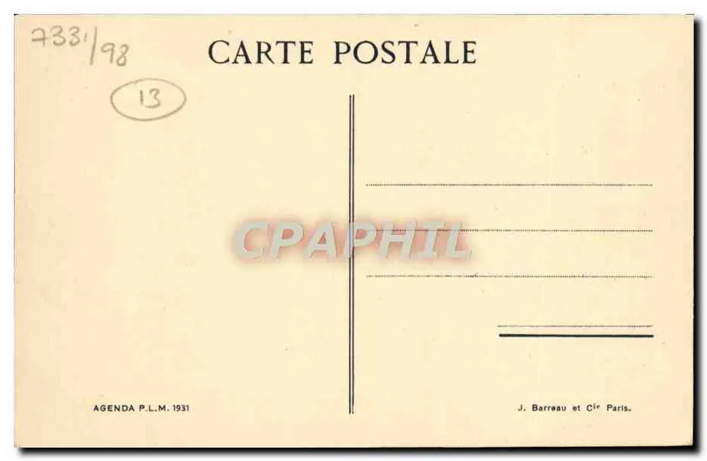 Marseille — Der alte Hafen — Agenda P.L.M. 1931, C.L. Auclair-Melot - Rückseite