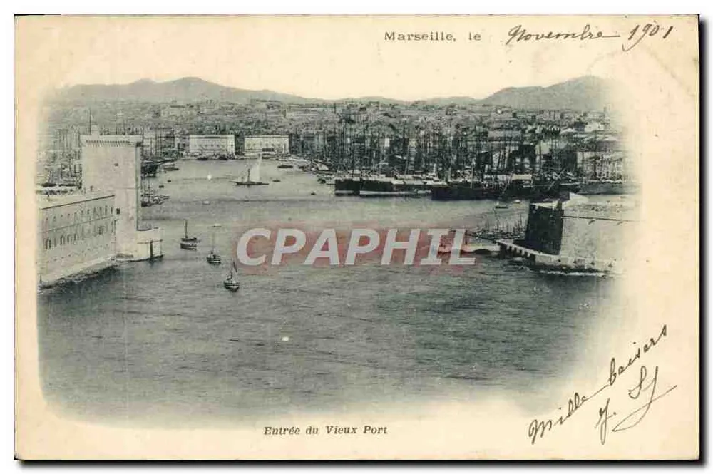 Eingang zum Alten Hafen — Marseille, November 1901 — Verlag nicht sichtbar - Vorderseite