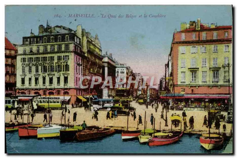 Marseille - Der Kai der Belgier und die Canebière — Editions G. Candini, n°164 - Vorderseite
