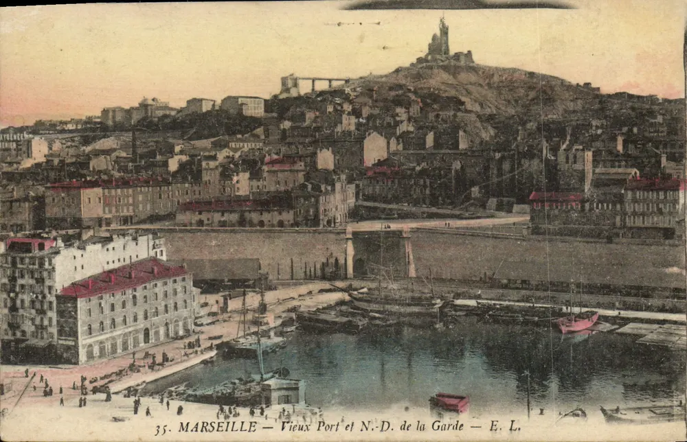 Marseille — Vieux Port und N.D. de la Garde — E. L. - Vorderseite