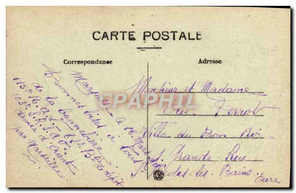 Marseille — Vieux Port und N.D. de la Garde — E. L. - Rückseite