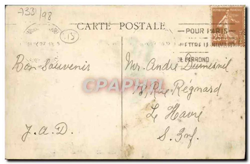 Marseille — Die Kathedrale und das Denkmal "Den Helden des Meeres" — Edit. Gandini - Rückseite