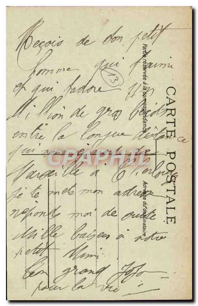 Marseille — Lembrança afetuosa — Editor desconhecido, N° 8012 - Verso