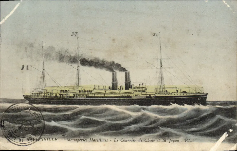 Le Courrier de Chine et du Japon — Messageries Maritimes — Éditeur EL. - Frente