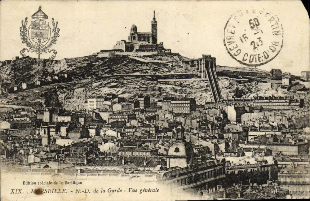 Marsella - N. S. de la Guardia - Vista general — Edición especial de la Basílica, n° XIX - Anverso