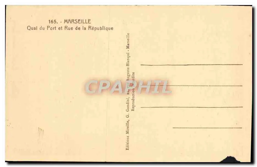 Marseille — Quai du Port und Rue de la République — Édition Mireille - Rückseite