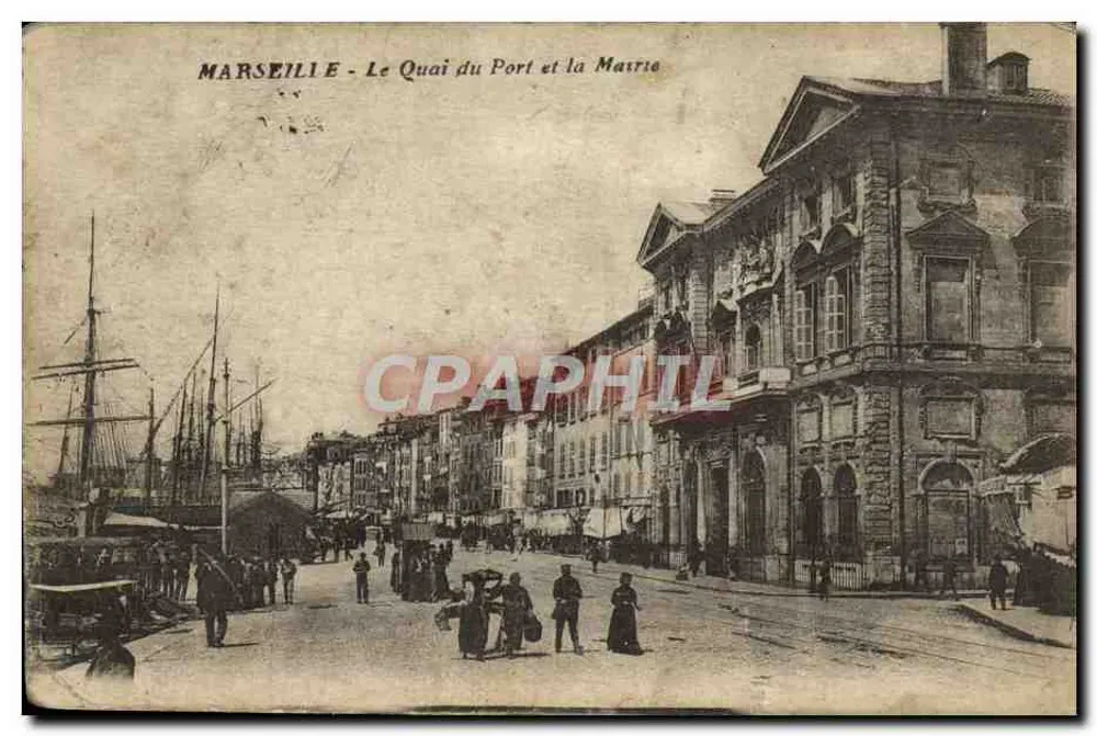 Marseille - Der Kai des Hafens und das Rathaus - Vorderseite