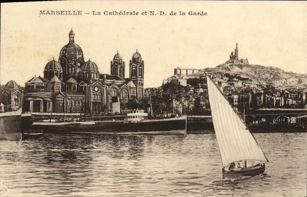MARSEILLE — Die Kathedrale und Notre-Dame de la Garde - Vorderseite