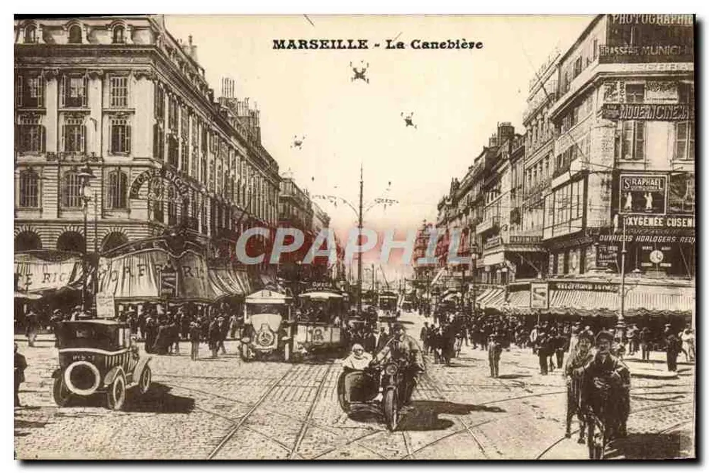 Marseille - La Canebière — lebendige Ansicht mit Tram und Autos — Fotograf Munichi - Vorderseite