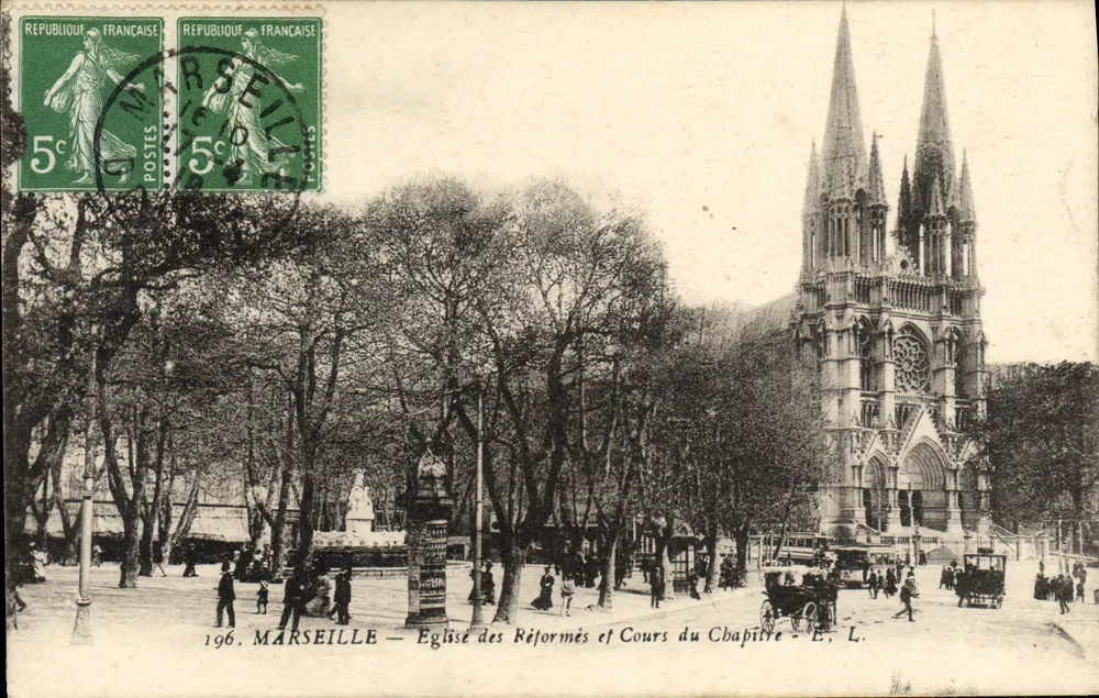 Marseille — Kirche der Reformierten und Cours du Chapitre — E. L. - Vorderseite