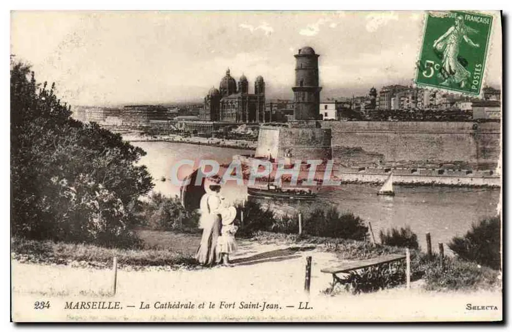 Marseille — Ansicht der Kathedrale und des Fort Saint-Jean — Selecta, n°234 - Vorderseite