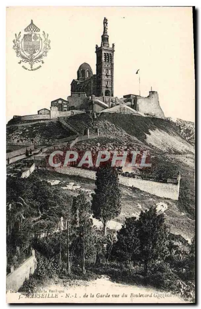 Marseille - Basilique de la Garde vue du Boulevard Gazzina — Éditions de la Basilique, N°1 - Recto