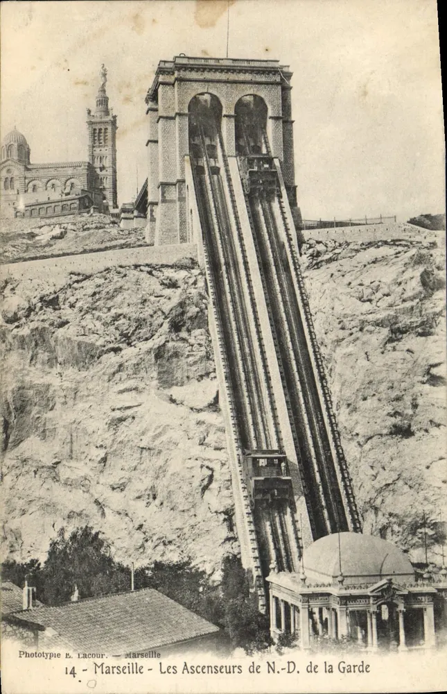 Os Elevadores de N.-D. da Guarda — Marselha — Phototypie E. Lacour, n°14 - Frente