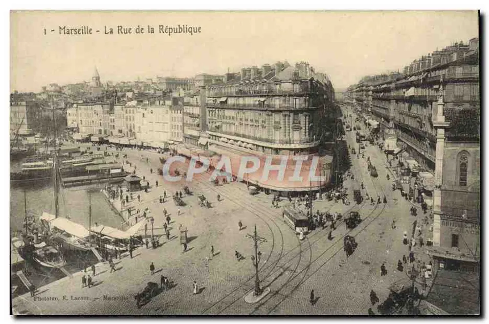 Marseille - A Rua da República — Fototipia R. Laennec - Frente