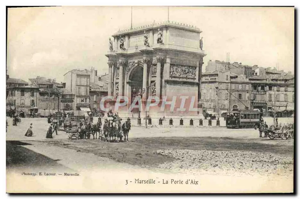 Marseille - A Porta de Aix — Fototipia E. Lacour — Marseille, n°3 - Frente