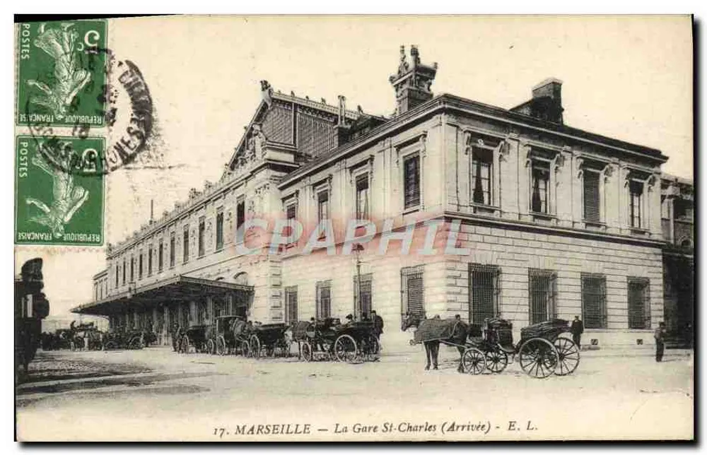 Marselha — A Estação St-Charles (Chegada) — E. L. - Frente