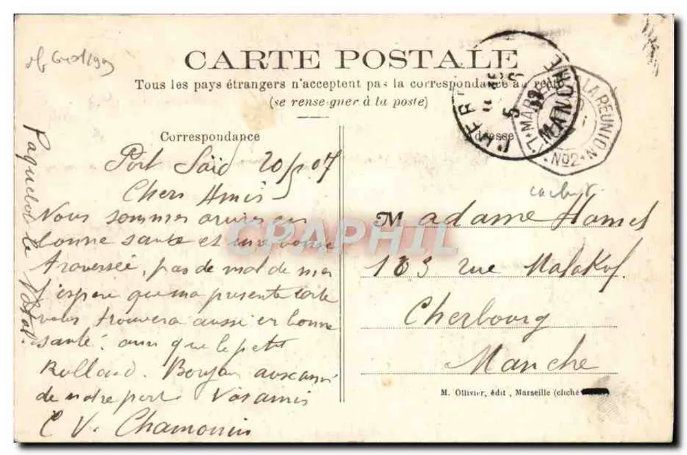 Marseille — Palast der Gerechtigkeit und Statue von Berryer — M.O. - Rückseite