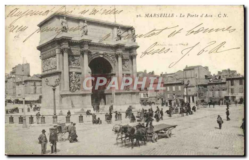 MARSEILLE - La Porte d'Aix — arc monumental orné de sculptures, éditeur C.N. n°26 - Frente