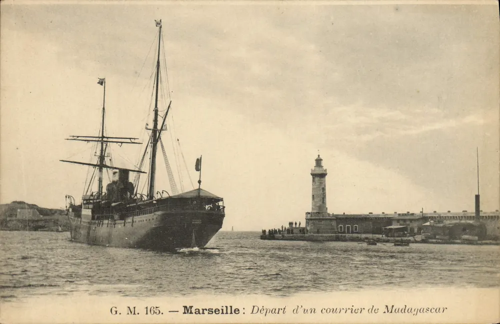Marseille — Abfahrt eines Postschiffes nach Madagaskar — G. M. 165 - Vorderseite