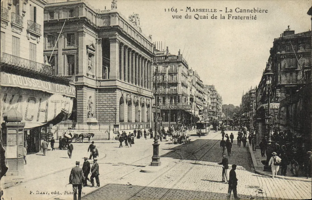 Marseille - La Cannebière aus Sicht des Quais de la Fraternité — P. Ruar, Verlag Marseille, n° 1164 - Vorderseite