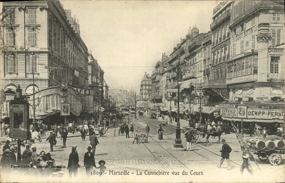 Marseille - La Cannebière aus dem Cours gesehen — Phototypie E. Labour, Marseille - Vorderseite