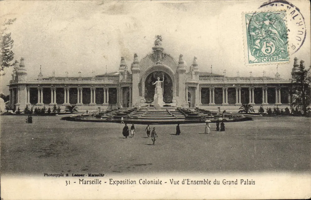 Marseille - Kolonialausstellung - Panoramablick auf den Grand Palais — Phototypie H. Lacour - Marseille, n°31 - Vorderseite
