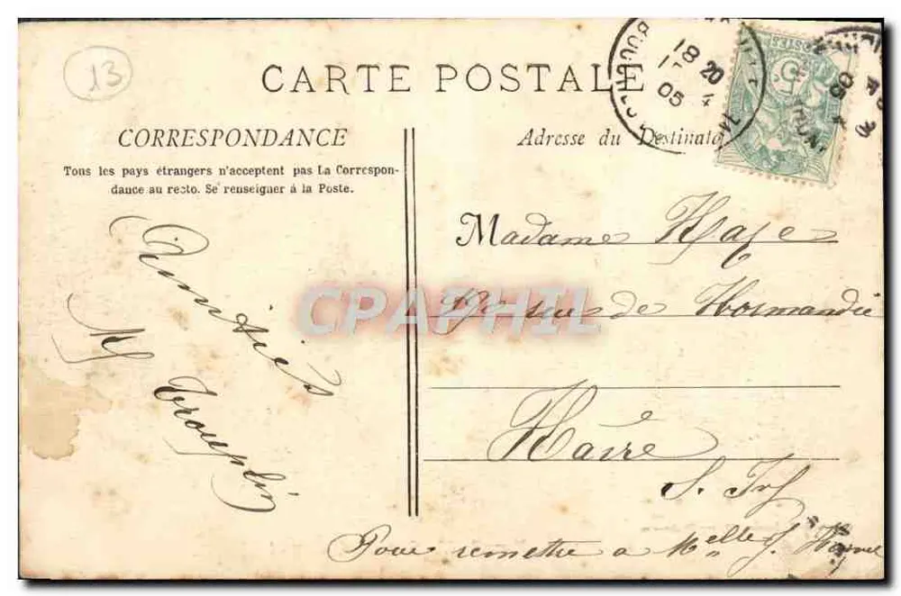 Marseille - Le Quai de la Fraternité — scène de marché avec étal de fruits et pharmacie, éditeur Phototypie E. Lacour, 19 rue Thubaneau - Verso