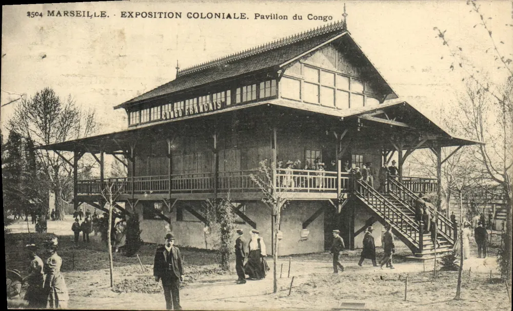 Marselha — Exposição Colonial. Pavilhão do Congo — Editor: A. Lévy, n° 3504 - Frente