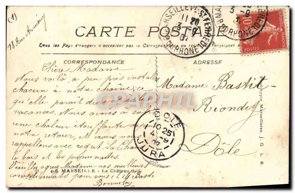 Castelo de If — ilha fortificada com farol — editor anônimo, número de série não visível - Verso