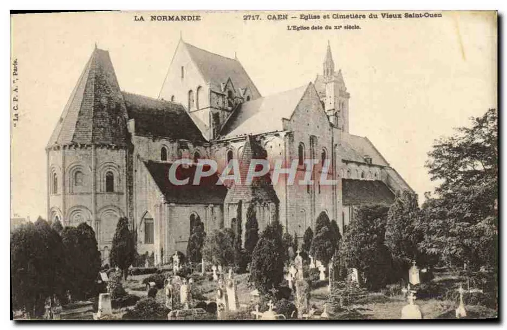 Caen — Kirche und Friedhof des Alten Saint-Ouen — Die Kirche stammt aus dem 11. Jahrhundert - Vorderseite