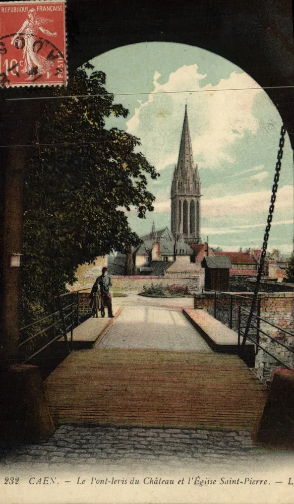 Caen — Der Schlossbrücke und die Kirche Saint-Pierre — Unbekannter Verleger, Nr. 232 - Vorderseite