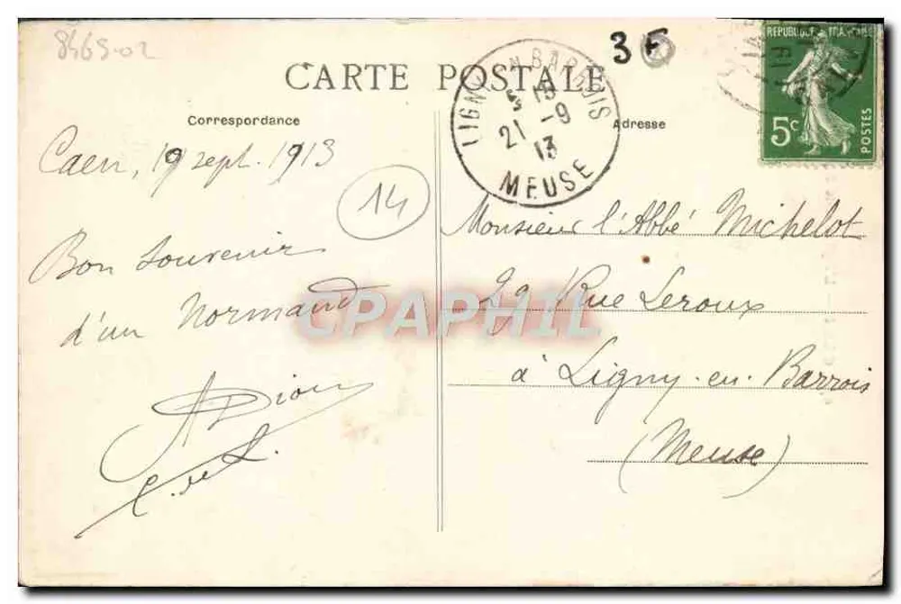 Caen — A Igreja e o Square St-Pierre — M.C.F. L. Issy (Seine) n°67 - Verso
