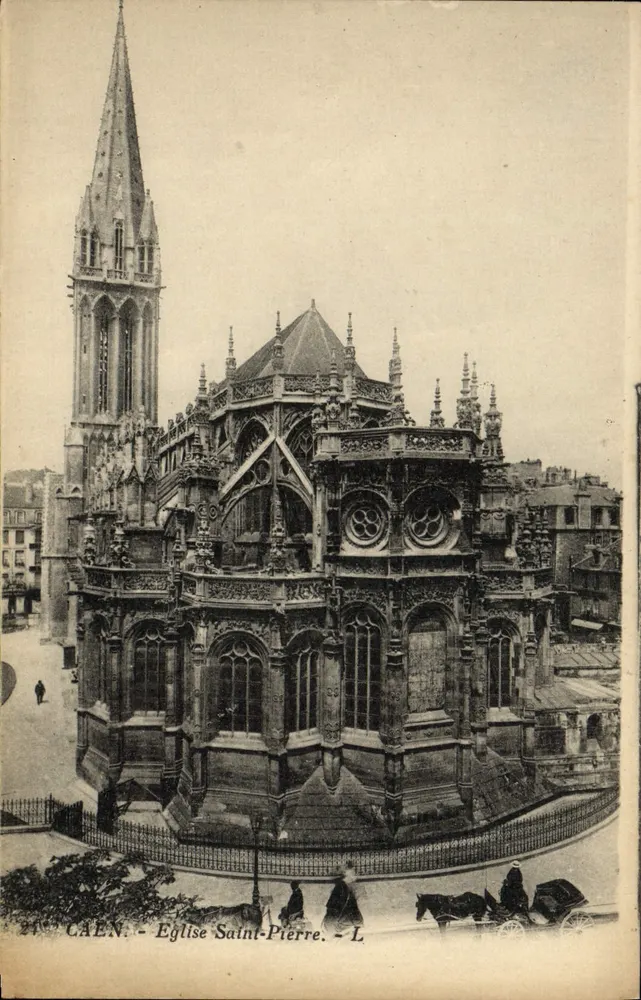 Caen - Igreja de São Pedro — vista da abside e da torre - Frente