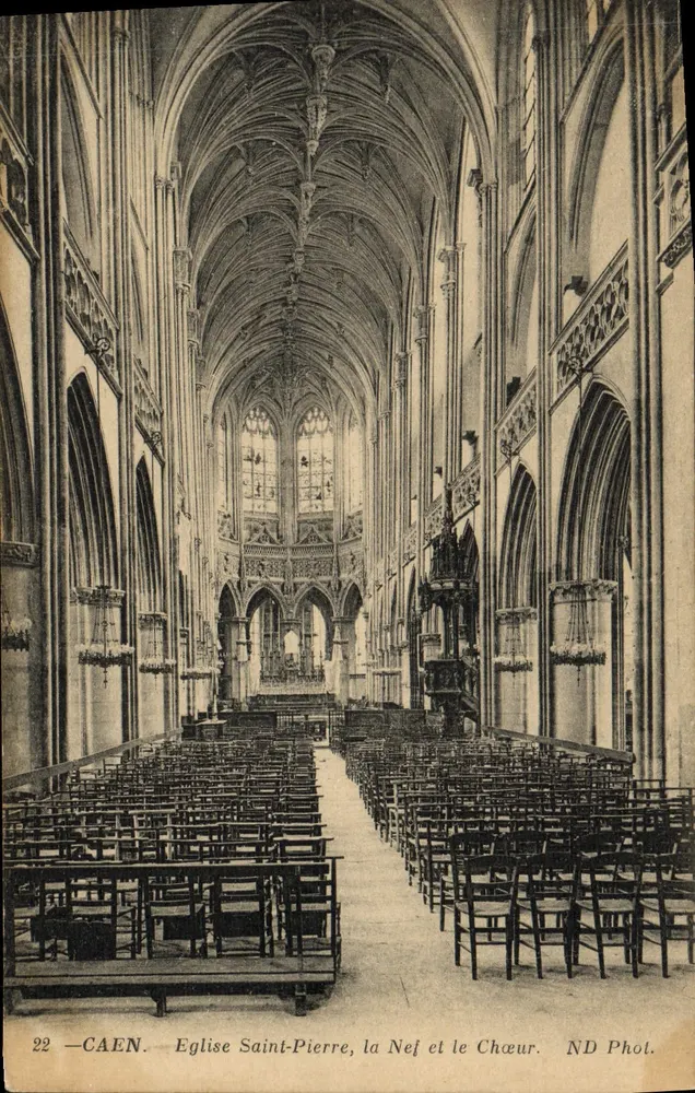 Caen — Kirche Saint-Pierre, die Kirchenschiff und der Chor — ND Phot. - Vorderseite