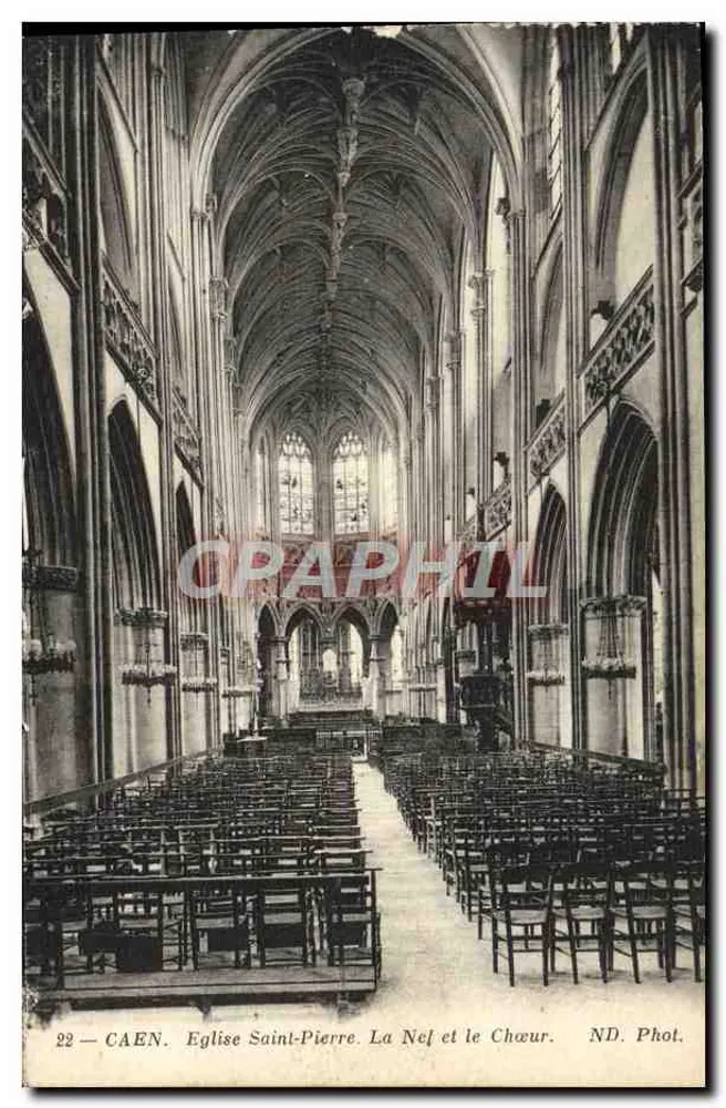 Caen — Kirche Saint-Pierre. Die Kirche und der Chor — ND. Foto. - Vorderseite