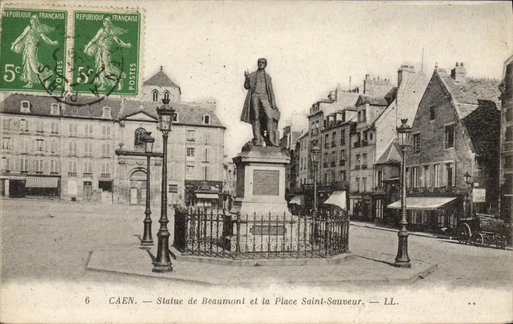 CAEN — Statue von Beaumont und Place Saint-Sauveur — LL. - Vorderseite