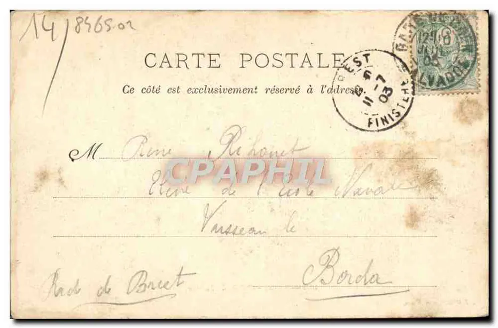 Caen — Palácio de Justiça — J. Bréchet, editor, Caen, n° 163 - Verso