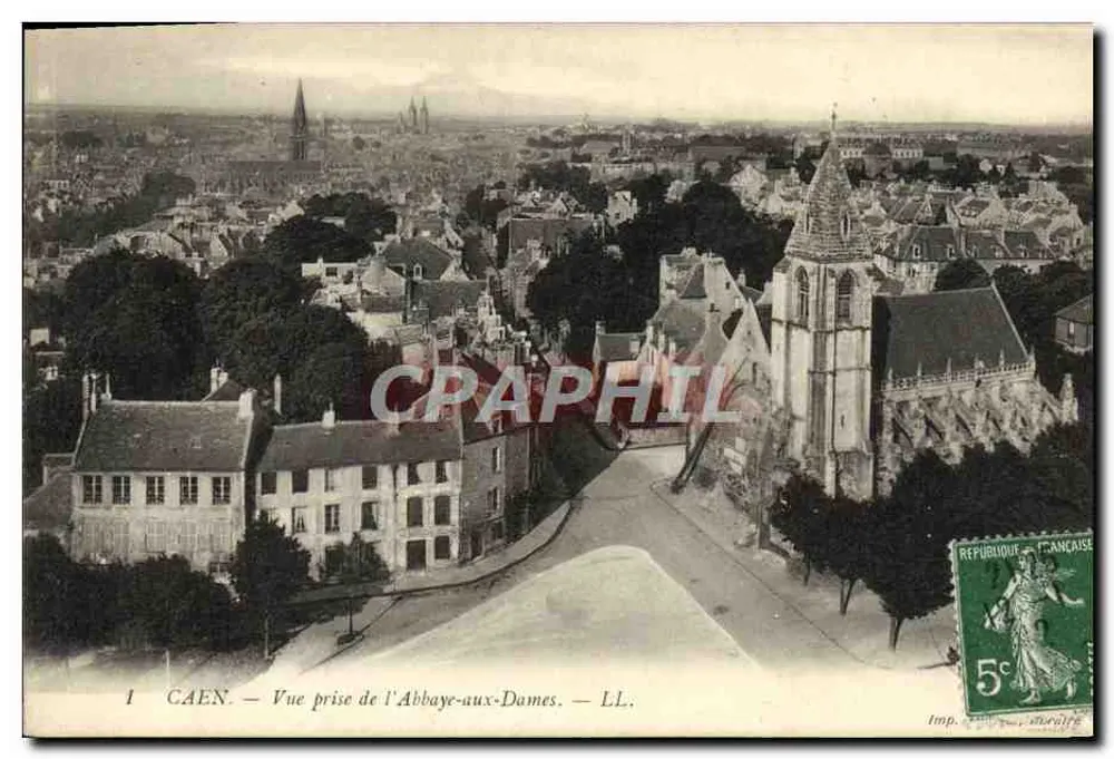 Caen — Vista tomada desde la Abadía de las Damas — LL. - Anverso