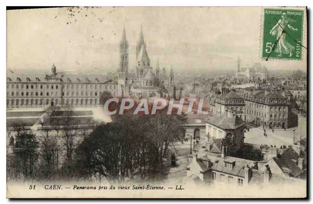 CAEN — Panorama pris du vieux Saint-Étienne — LL. - Recto