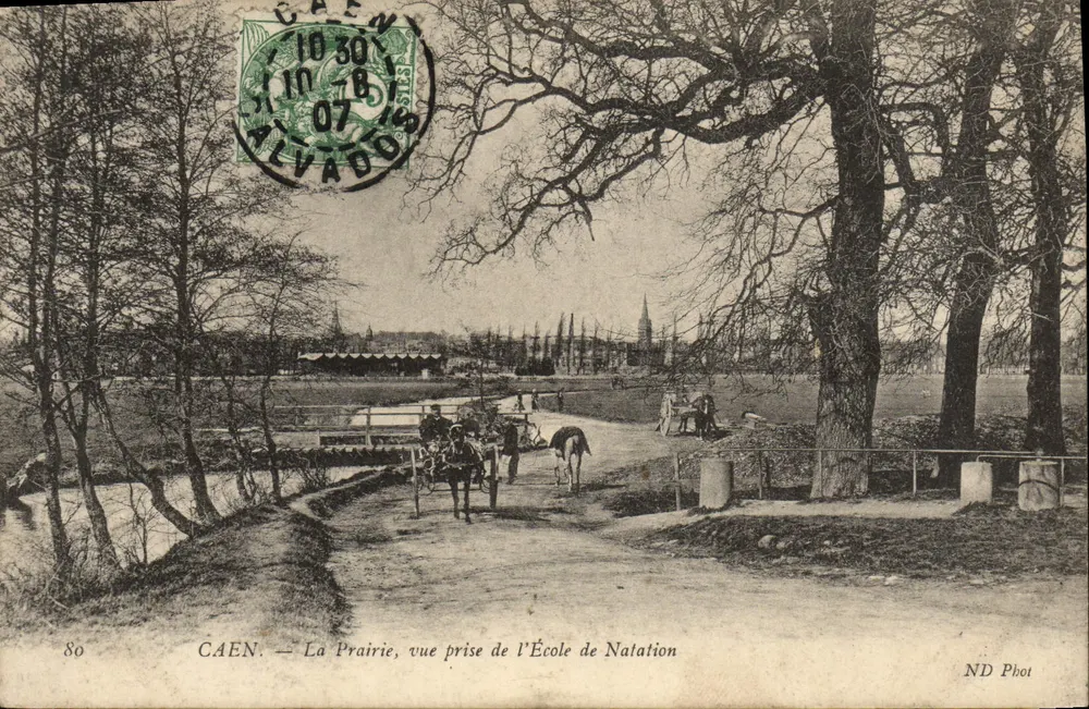CAEN — La Prairie, vue prise de l'École de Natation — ND Phot - Recto